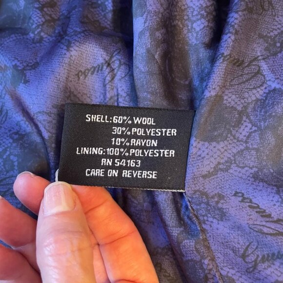 Guess Wool Blend Blue Coat Double Breasted Belted Size M Ornate Buttons Retro - Picture 7 of 12